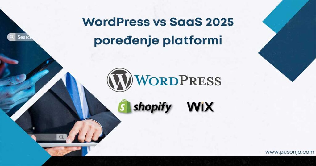 WordPress vs SaaS 2025 poređenje – WordPress, Shopify, Wix platforme