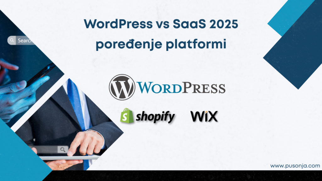 WordPress vs SaaS 2025 poređenje – WordPress, Shopify, Wix platforme