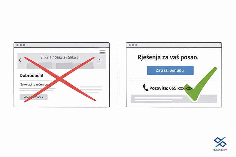 web sajt ne donosi upite – loš i dobar primjer